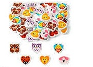 lot 2313 image: Heart shaped erasers with animals on them