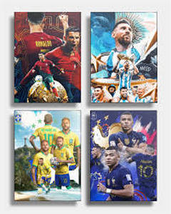 lot 2353 image: Soccer Poster Miami Poster Football Poster 4 Set Soccer Wall Art Canvas Wall Art Print Painting Decorations for Home Bedroom Living Room Gifts (B,11.7x16.5 inch)