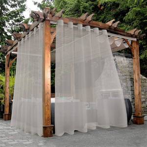 lot 1334 image: BONZER Waterproof Sheer Outdoor Curtains for Patio - 2 Panels Wide Grommet Indoor Voile Curtains for Living Room, Bedroom, Porch, Pergola, Cabana,100 x 84 inch, Cloud Grey
