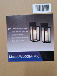 lot 1361 image: Modern Outdoor Wall Sconce Light Fixture - Model WL008A-MK