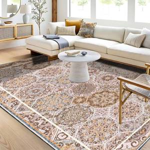 lot 1392 image: YEMEDA Moroccan Trellis Area Rug, 5x8 Washable Living Room Rug Ultra-Thin Indoor Non-Slip, Large Oriental Accent Throw Soft Carpet for Bedroom Office Kitchen Dining Room Rug Decor(Brown, 5X8FT)