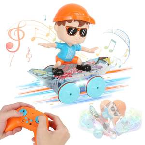 lot 1393 image: GESUNDHOME 2.4Hz RC Stunt Car with LED Light and Music, 360 Rotating Skateboard RC Car Toys for Kids, Coolest Birthday Gift Ideas for Boys & Girls Aged 3-12