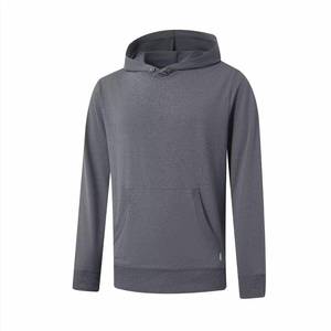 lot 1407 image: VANCAMEL Mens Long Sleeve Workout Hoodie Performance Pullover Hooded Outdoor Athletic Sweatshirts Stretch Golf Hoodie Black Grey Heather 2 XL