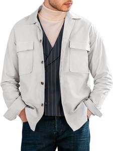 lot 2012 image: Runcati Mens Button Down Shirt Jacket Casual Cotton Military Shacket Lightweight Outdoor Cargo Jacket Coat 29x37in