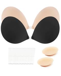 lot 2030 image: Sticky Bra Strapless Bra Push up Sticky Boobs Adhesive Bra Stick on Cup for Backless Dress Women with Nipple Covers
