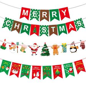 lot 2040 image: Peywot 3 Sets of Paper Merry Christmas Banner, Merry Christmas Sign, Christmas Decorations Indoor Home Decor, Xmas Party Banners for Inside (Series B)