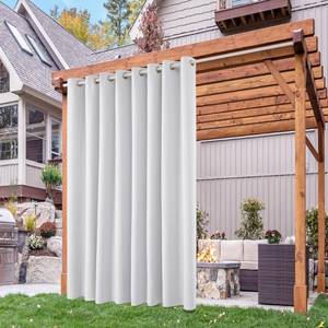 lot 2042 image: Deconovo Solid Grommet Waterproof Outdoor Wide Curtains for Patio, Light Silver Gray, 105W x 96L