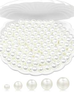 lot 2054 image: 350PCS FIVEIZERO Pearl Beads for Crafts, 10mm White Craft Pearls, Glossy Loose Pearls with Holes for DIY Accessories, Floral Arrangements, and Home Decoration