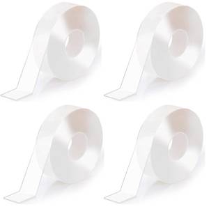 lot 2089 image: Snnshun Clear Curtain Rod Tope�� Easy Drapery Ring Tape��Quiet Clear Shower Tape��for Curtain Rod Connection Ramps and Transition Covers (4 Rolls)