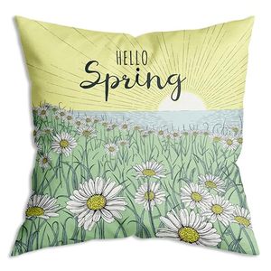 lot 2447 image: ZNGFON Hello Spring Farmhouse Throw Pillow Covers 18x18 Inch Spring Decor Vintage Country Farmhouse for Gifts and Home Decor Pillowcase