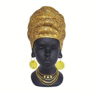 lot 2459 image: QZVANLON African Statues and Sculptures for Home Decor, Vintage Black Lady Art Bust Figurines, Aesthetic Shelf and Table Ornaments, Decor Accents and Gifts for Women