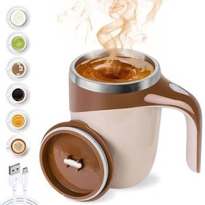 lot 2462 image: ANTAND Automatic Coffee Mug with Lid, Self Mixing Electric Mug - High Speed, Brown