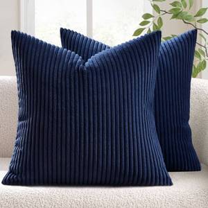 lot 2471 image: MIULEE Pack of 2 Corduroy Soft Soild Decorative Square Throw Pillow Covers Cushion Cases Pillow Cases for Couch Sofa Bedroom Car 18 x 18 Inch 45 x 45 cm Dark Blue
