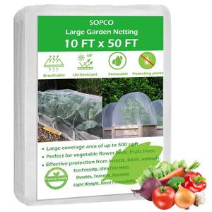 lot 3511 image: 10x50Ft Garden Netting Ultra Fine Mesh Netting for Pest Barrier Bird Netting Mosquito Net Row Cover Raised Bed to Protect Your Patio Vegetables Plants Fruits and Flowers (10x50Ft)