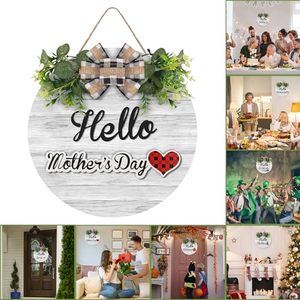 lot 3517 image: RoseCraft Interchangeable Wooden Seasonal White Hello Sign, Rustic Welcome Front Door Wreaths for Home Wall Porch Decor, for Easter Spring Summer Fall Halloween Christmas All Season Decorations.