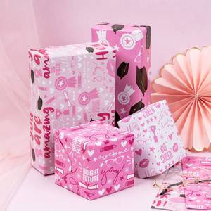 lot 4159 image: MAYPLUSS Graduation Wrapping Paper Sheet - 12 Folded Flat - Pink Design - Hey You Are Amazing - 19.7 inch X 27.5 inch Per Sheet, 2 Pack