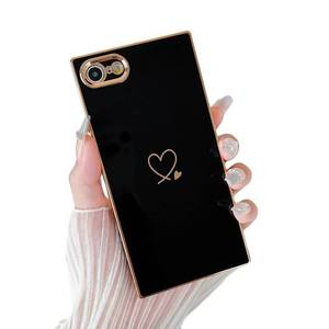 lot 4172 image: Cocomii - Rectangle Case for iPhone 8 Plus7 Plus - Gold Plated, Love Hearts, Glossy, WomensGirls Mens Protective Phone Case, Black, 3 Pack