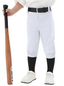 lot 4180 image: Resinta Toddler & Youth Boys Baseball Pants with Socks and Belt Kids Knicker Softball Pants Knee-Length Kids Tee Ball Pant (US, Age, 10 Years, 12 Years, 1, WhiteBlack)
