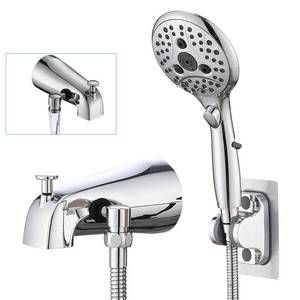 lot 11309 image: PROOX All Metal Tub Spout with Diverter, 6 Settings Hand held Shower with ONOFF Pause Switch, Bathtub Faucet with Sprayer Chrome