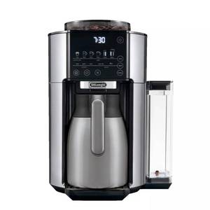 lot 11337 image: DeLonghi TrueBrew Drip Coffee Maker, Built in Grinder, Single Serve, 8 oz to 24 oz with 40 oz Carafe, Hot or Iced Coffee, Stainless,CAM51035M, SilverBlack(Incomplete) (Only Have Whats Shown) (Broke)