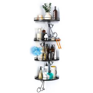 lot 15251 image: JTAGOO 4 Tier Adhesive Cat Shape Decor Rustproof Shower Caddy with 6 Hooks for Bathroom Shelves