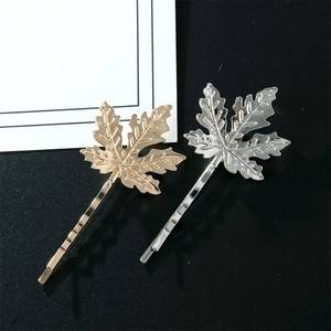 lot 16140 image: 2PCS Metal Hair Clips Maple Leaf Hair Claw Clips for Thin Hair Maple Leaf Hairpin Hair Barrettes Clamp Strong Hold Nonslip Bobby Pin Hair Styling Accessories for Women Girls (Gold Silver)