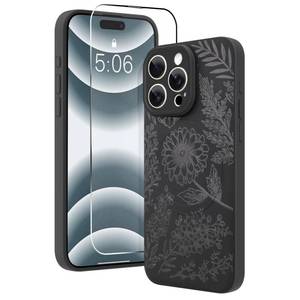lot 16144 image: AIGOMARA Magnetic Case for iPhone 16 Pro 6.3 with Screen Protection Compatible with Magsafe Black Cute Flower Slim Design Soft Silicone Protective Cover for 16 Pro Women Girls, Sunflowers