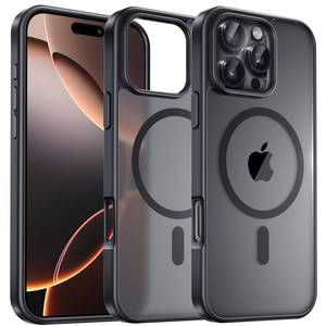 lot 16220 image: Luckymore Designed for iPhone 16 Pro Case, Compatible with MagSafe, 15FT Military Drop Protection, with 1X Phone Sleeve, Shockproof Phone Case, Matte Back, 2024, Black (3 Pack)