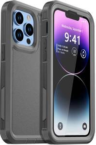 lot 16234 image: LOVE BEIDI for iPhone 14 Pro Case, with 2 Pcs Glass Screen Protector Shockproof Phone Case Cover for iPhone 14 Pro Case 6.1 Inch, Black (2 Pack)