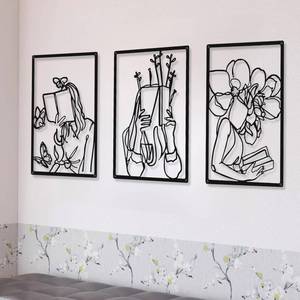 lot 2062 image: CHENGU 3 Pieces Metal Minimalist Abstract Woman Wall Art Line Drawing Wall Art Decor Single Line Female Home Hanging Wall Art Decor for Kitchen Bathroom Living Room (Book Style)