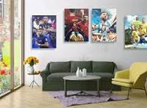 lot 2479 image: Soccer Poster Miami Poster Football Poster 4 Set Soccer Wall Art Canvas Wall Art Print Painting Decorations for Home Bedroom Living Room Gifts (B,11.7x16.5 inch)