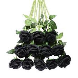 lot 11325 image: Artificial Black Rose Stems with Leaves