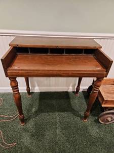 lot 1012 image: Vintage secretary desk 30 x 30 x 19, located in basement