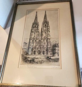 lot 1052 image: Cologne Cathedral framed print pencil signed Paul Glissler 20 x 14