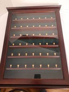 lot 1111 image: Golf Ball Holder Shadow Box.  Holds 49 Balls.  3 x 18.5 x 25