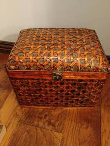 lot 1163 image: Nested Woven Bamboo Storage Boxes with Brass Hardware