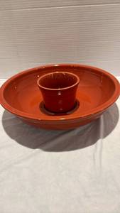 lot 1202 image: Fiesta Paprika Red Chip and Dip Bowl Set - no chips or nicks - excellent condition