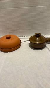 lot 1236 image: Vintage Stoneware Steam pot and a Garlic Baker