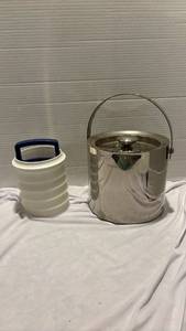 lot 1247 image: Wine & Things Ice Bucket and stackable hamburger patty press