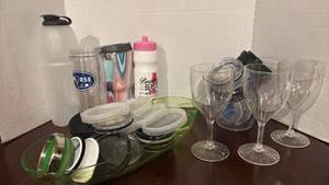 lot 1264 image: Nurse and Beauty & Beast Tumblers, Chip and Salsa Platter, lots of lids and more