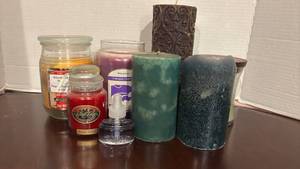 lot 1312 image: Scented Candle Collection - WoodWick, Ashland, Old Virginia & Decorative Pillars