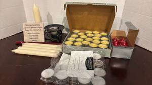 lot 1313 image: Restoration Hardware Citronella Tea Light Candle Set with Holders