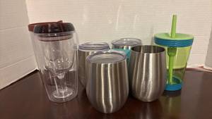 lot 1318 image: Insulated Drinkware Set - Wine Tumblers, Travel Cups and Wine Glass Tumblers