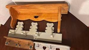 lot 1339 image: Wooden Shelf, Key Holders and Hooks for Childs room