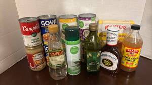 lot 1343 image: Pantry Food Collection - Canned Goods, Oils, Vinegars and Baking Mix