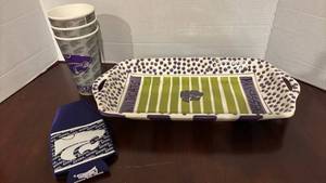 lot 1347 image: Kansas State Wildcats Official Licensed Merchandise  Cups and Wildcat Painted Platter