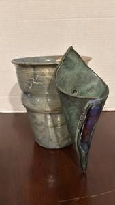 lot 1352 image: Handcrafted Ceramic Vase with Decorative Wall Piece by Paul
