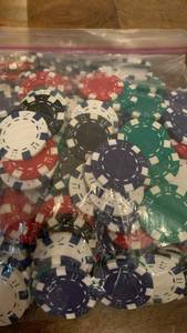 lot 1497 image: Professional Poker Chip Set - Multi-Color Clay Composite Chips