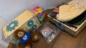 lot 1515 image: Vintage toys and doll clothes
