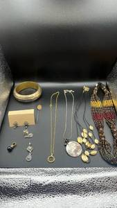 lot 1903 image: Mixed Jewelry Lot - Beaded Necklace, Bangles, Pendants and Earrings
